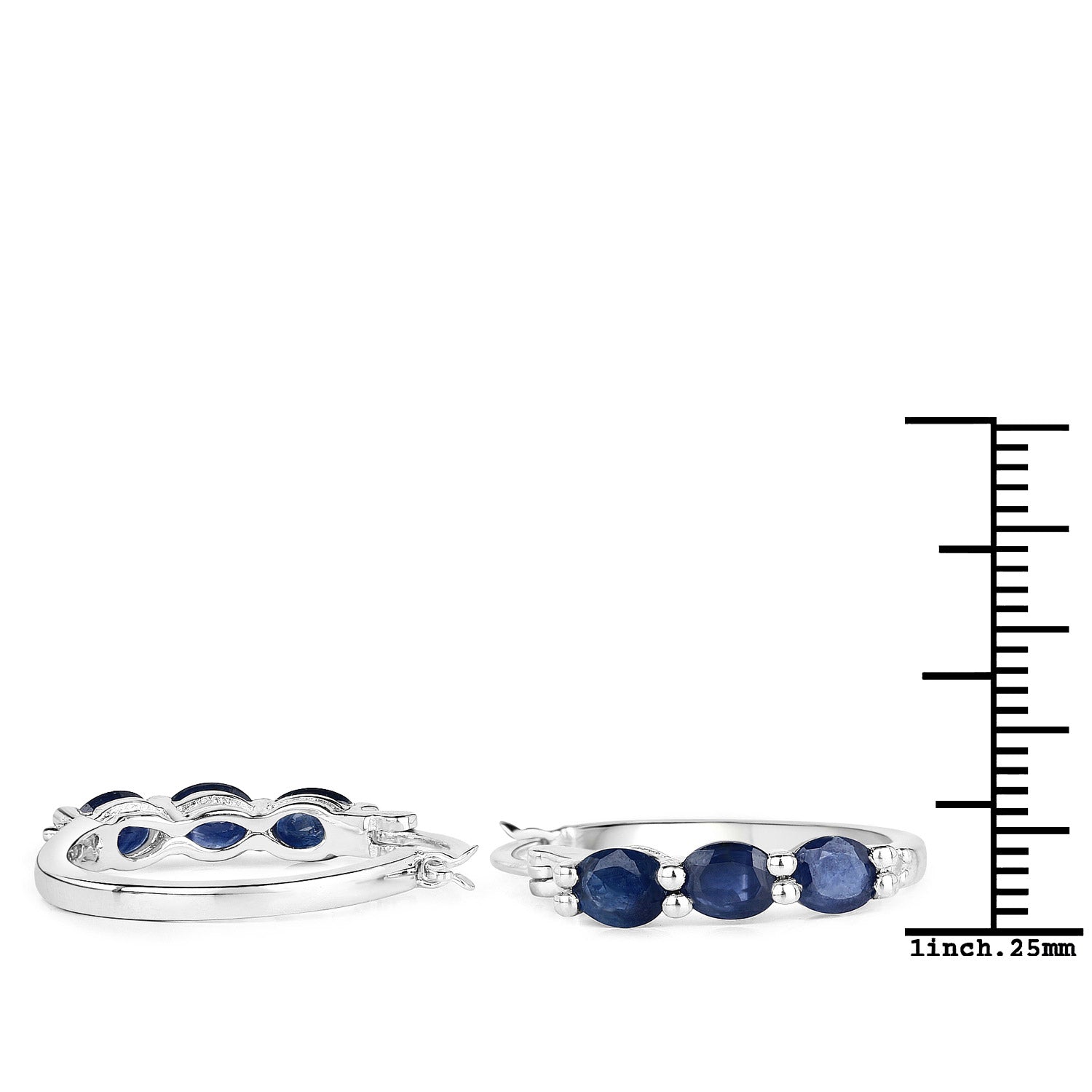 2.05 Carat Genuine Blue Sapphire and White Diamond .925 Sterling Silver Earrings  DestGlow