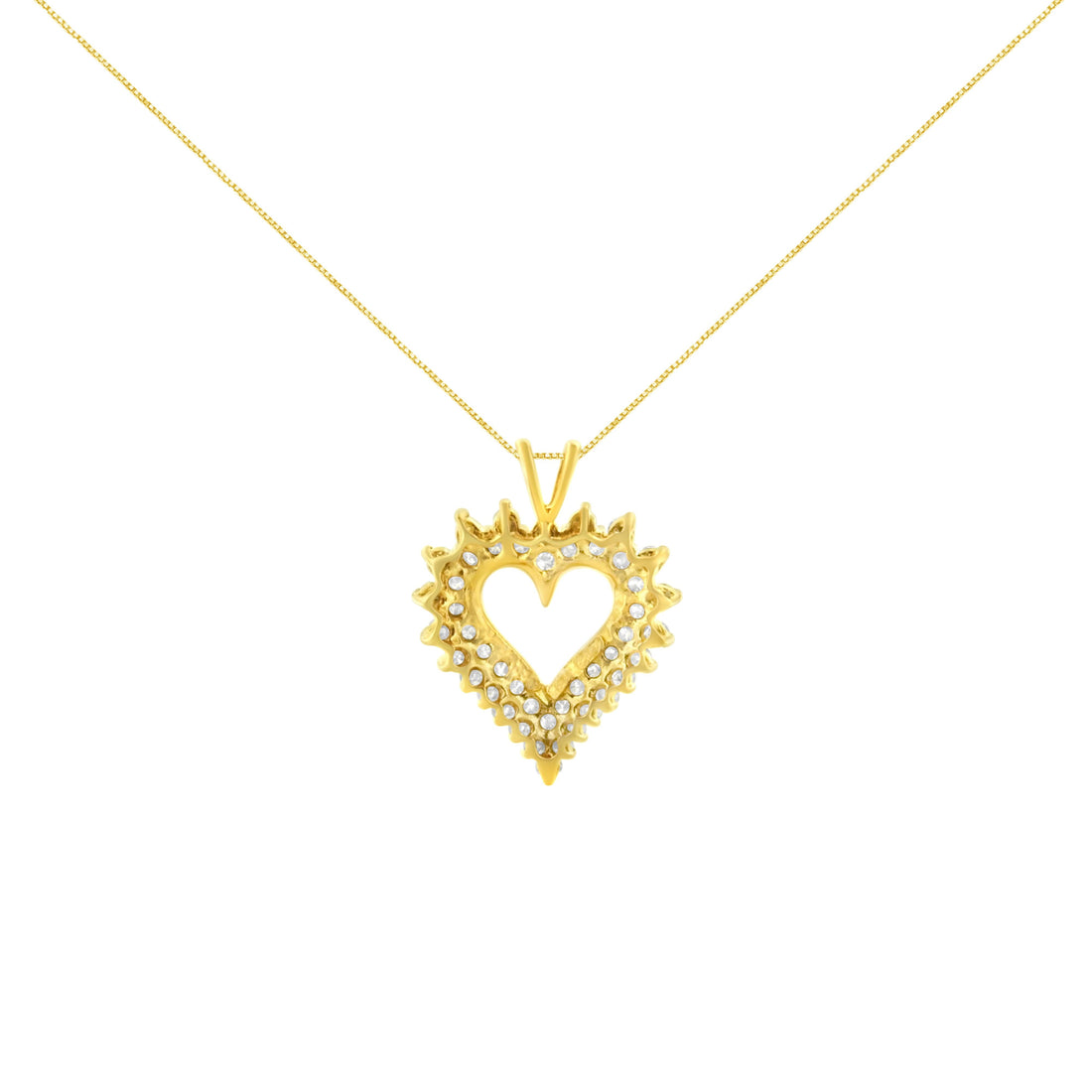 14K Yellow Gold Plated .925 Sterling Silver Brilliant-Cut Diamond Open Heart 18" Pendant Necklace (K-L Color, I1-I2 Clarity) by Bids.com