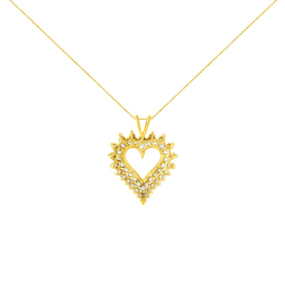 14K Yellow Gold Plated .925 Sterling Silver 3.00 Cttw Round Cut Diamond Cluster Heart 18" Pendant Necklace (K-L Color, I1-I2 Clarity) by Bids.com