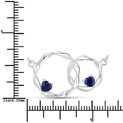0.70 Carat Genuine Blue Sapphire .925 Sterling Silver Pendant by Bids.com