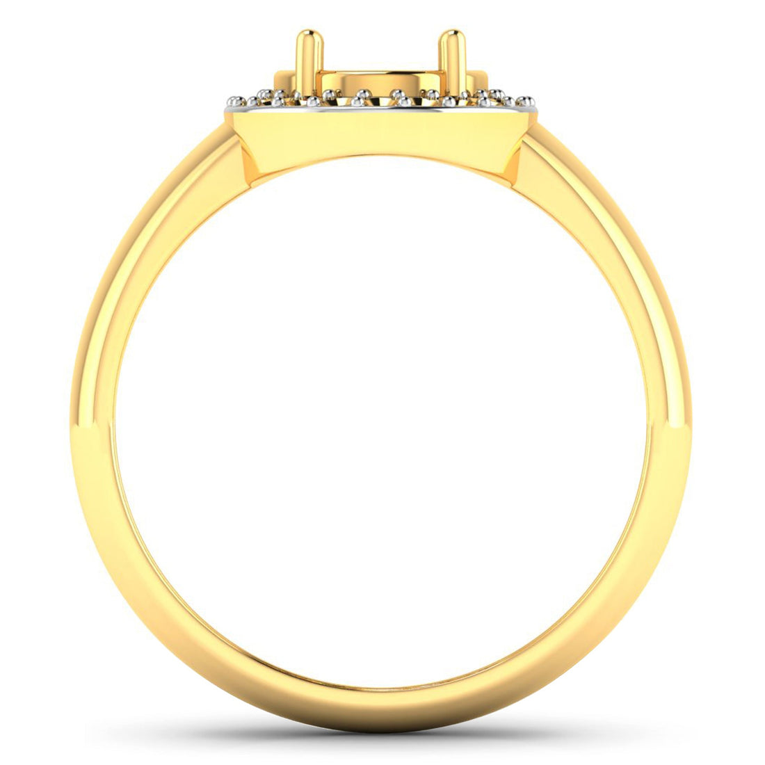 0.22 Carat Genuine White Diamond 14K Yellow Gold Semi Mount Ring - holds 9x7mm Oval Gemstone by Bids.com
