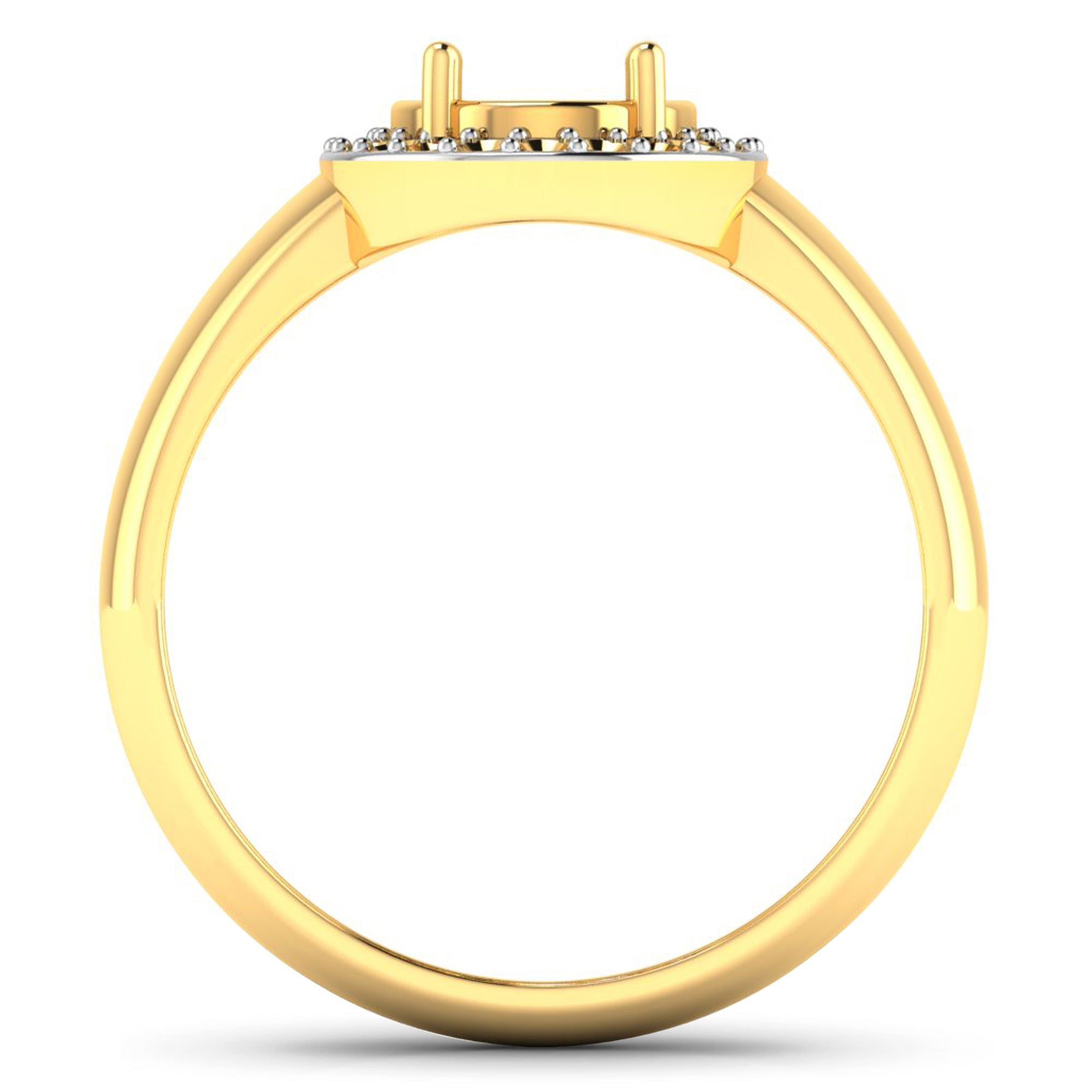 0.22 Carat Genuine White Diamond 14K Yellow Gold Semi Mount Ring - holds 9x7mm Oval Gemstone by Bids.com