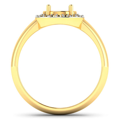 0.22 Carat Genuine White Diamond 14K Yellow Gold Semi Mount Ring - holds 9x7mm Oval Gemstone by Bids.com
