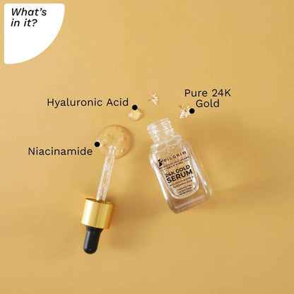 Pilgrim 24K Gold Face Serum With Niacinamide &amp; Hyaluronic Acid, Dewy Primer For Face Make-Up - Korean Skin Care