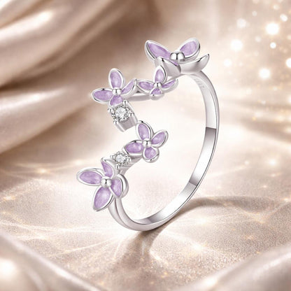 925 Sterling Silver White Gold Plated Ring with Enamel and CZ for Women  DestGlow