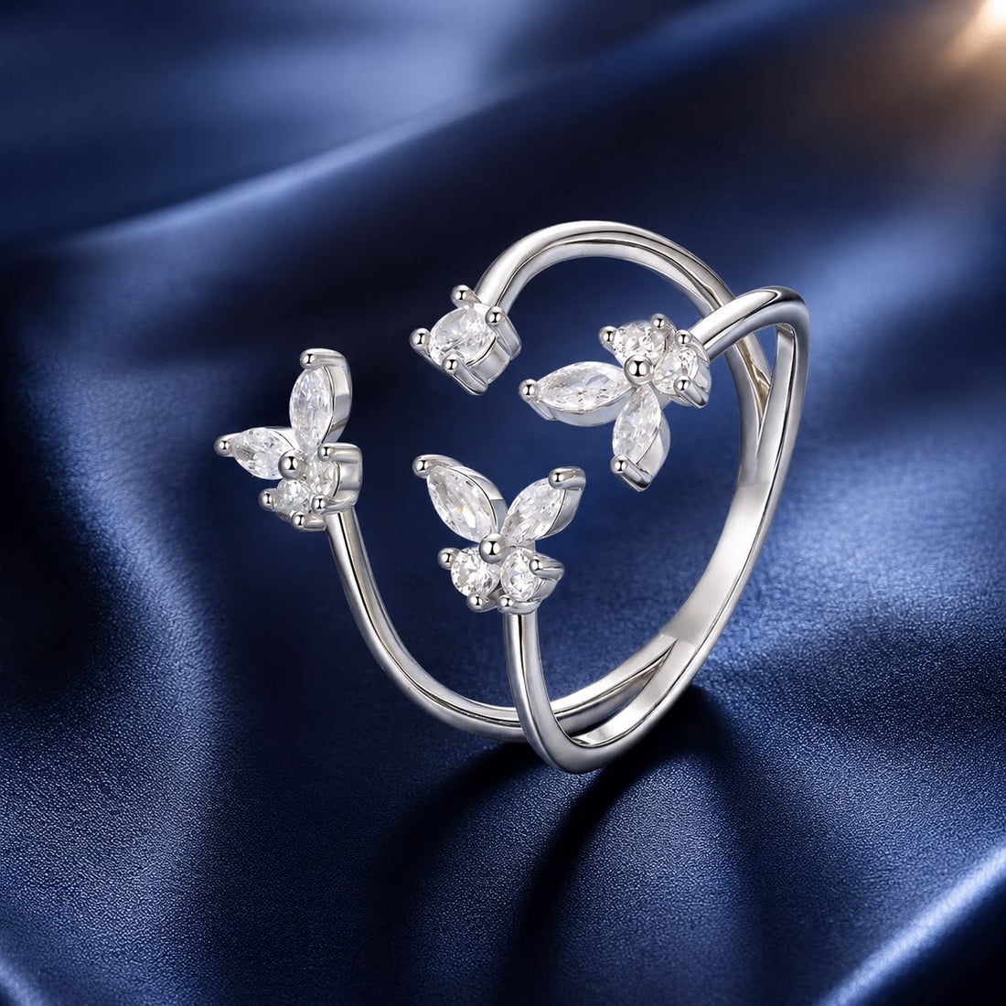 925 Sterling Silver Pavé Setting CZ White Gold Plated Ring 0.18cm for Women  DestGlow