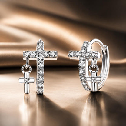 925 Sterling Silver Earrings with Pavé Setting CZ in White Gold, Size 13*8mm for Women  DestGlow