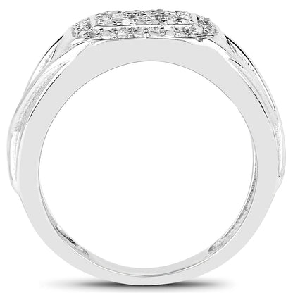 14K White Gold Plated 0.24 Carat Genuine White Diamond .925 Sterling Silver Ring by Bids.com