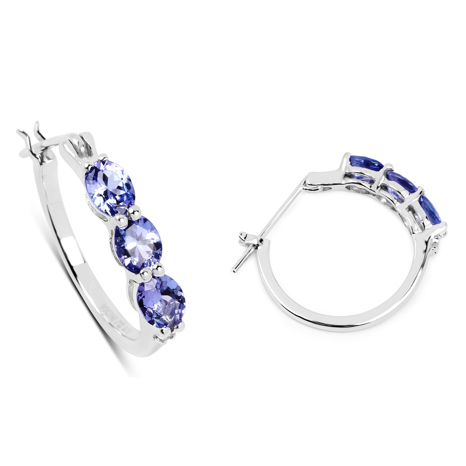 1.99 Carat Genuine Tanzanite and White Diamond .925 Sterling Silver Earrings by Bids.com