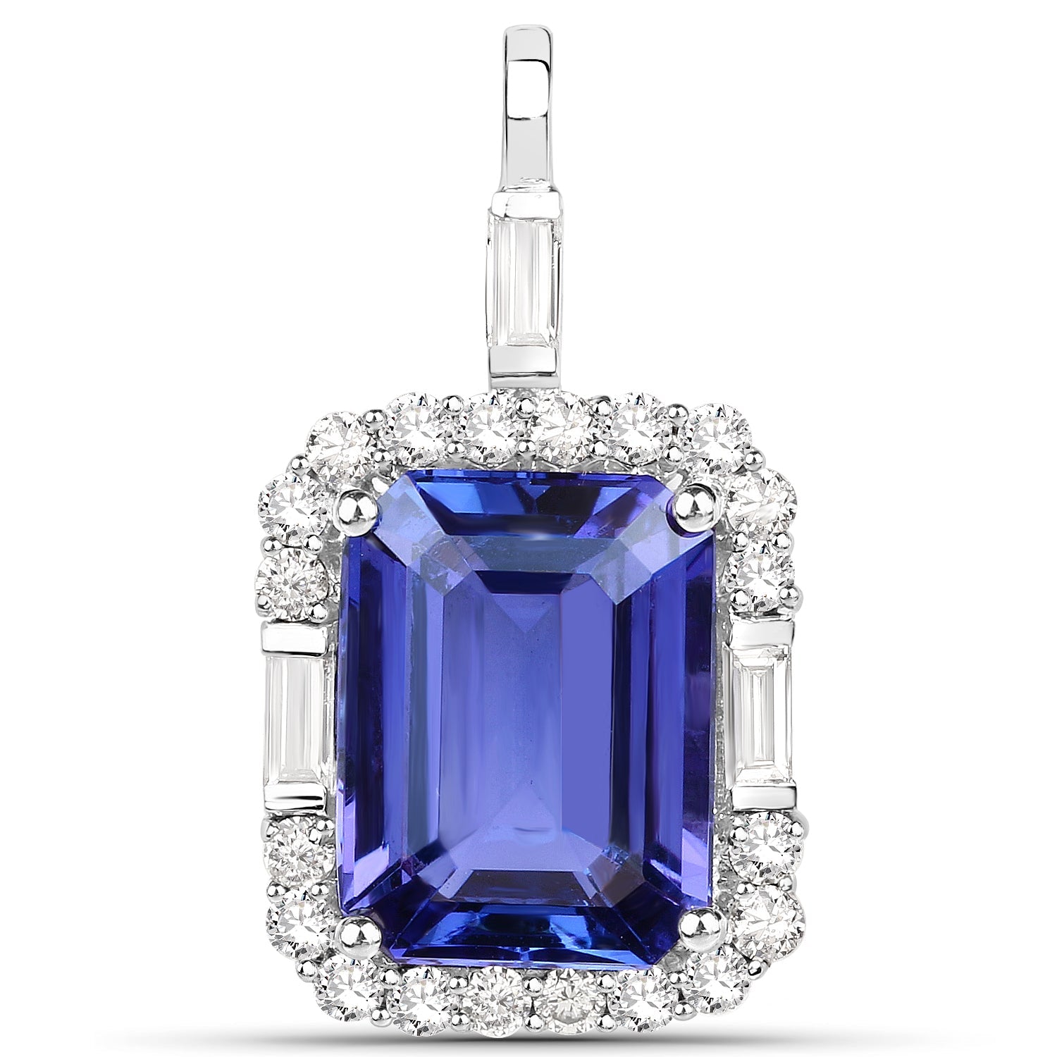 9.02 Carat Genuine Tanzanite and White Diamond 18K White Gold Pendant by Bids.com