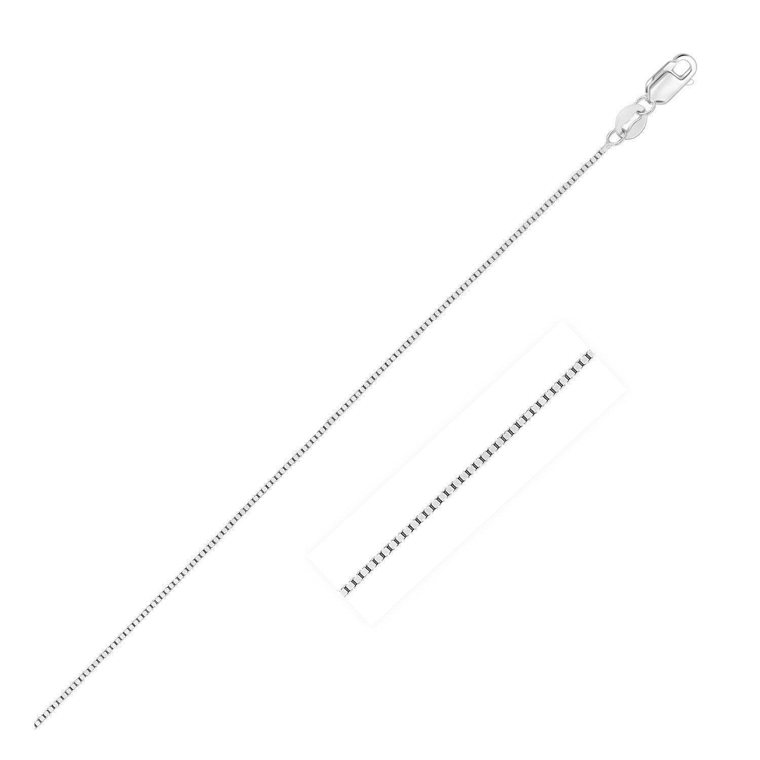 14k White Gold Classic Box Chain 0.45mm  DestGlow