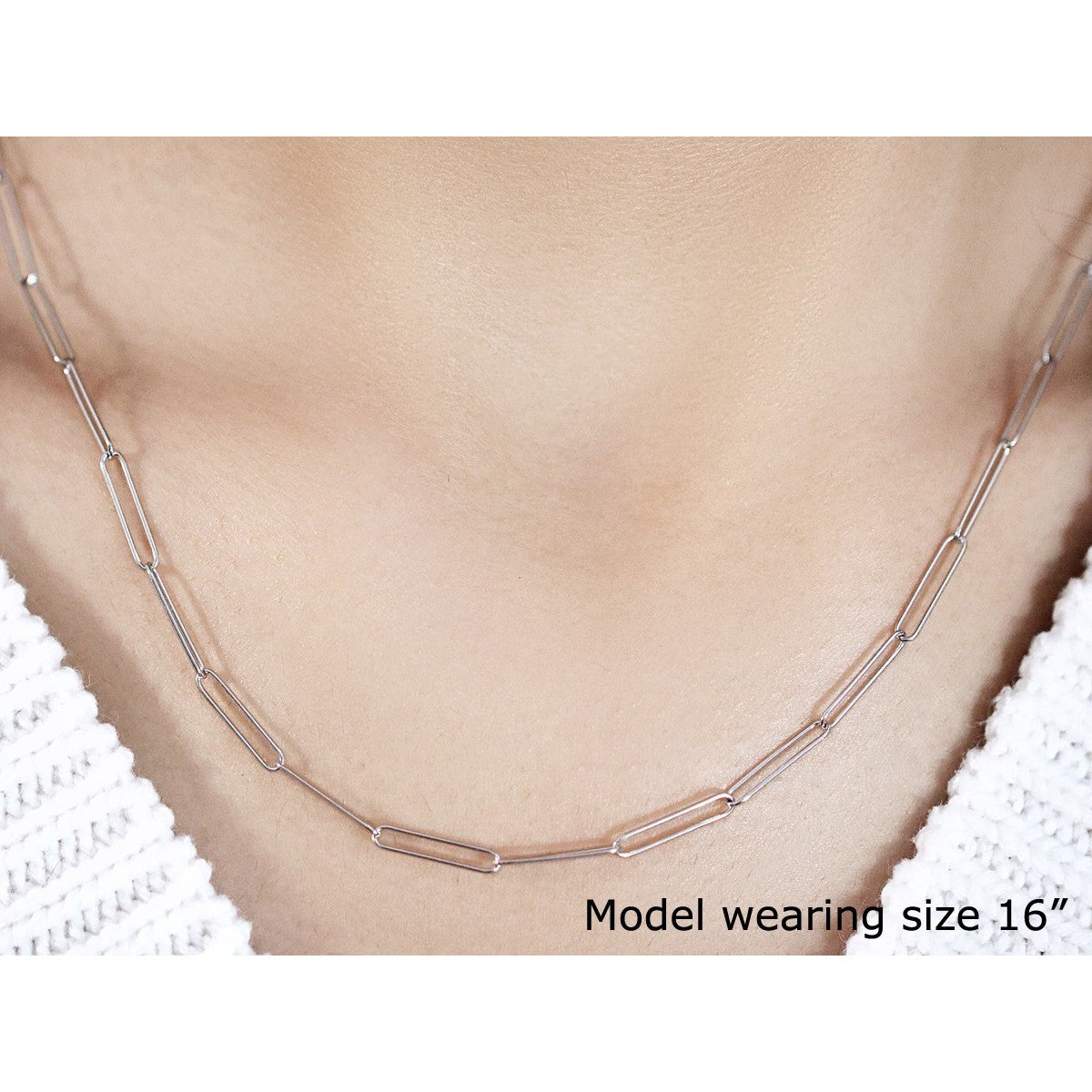 14k White Gold Wire Paperclip Chain (2.7mm) by Bids.com