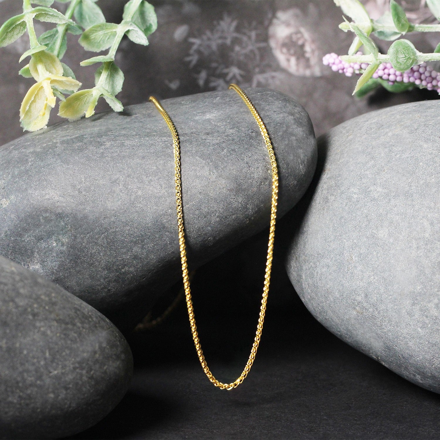 14k Yellow Gold Diamond Cut Round Wheat Chain 1.1mm by Bids.com