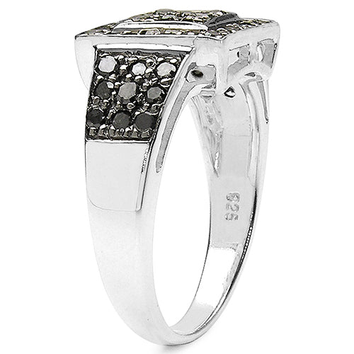0.77 Carat Genuine Black Diamond .925 Sterling Silver Ring by Bids.com