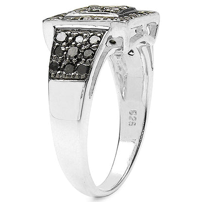 0.77 Carat Genuine Black Diamond .925 Sterling Silver Ring by Bids.com