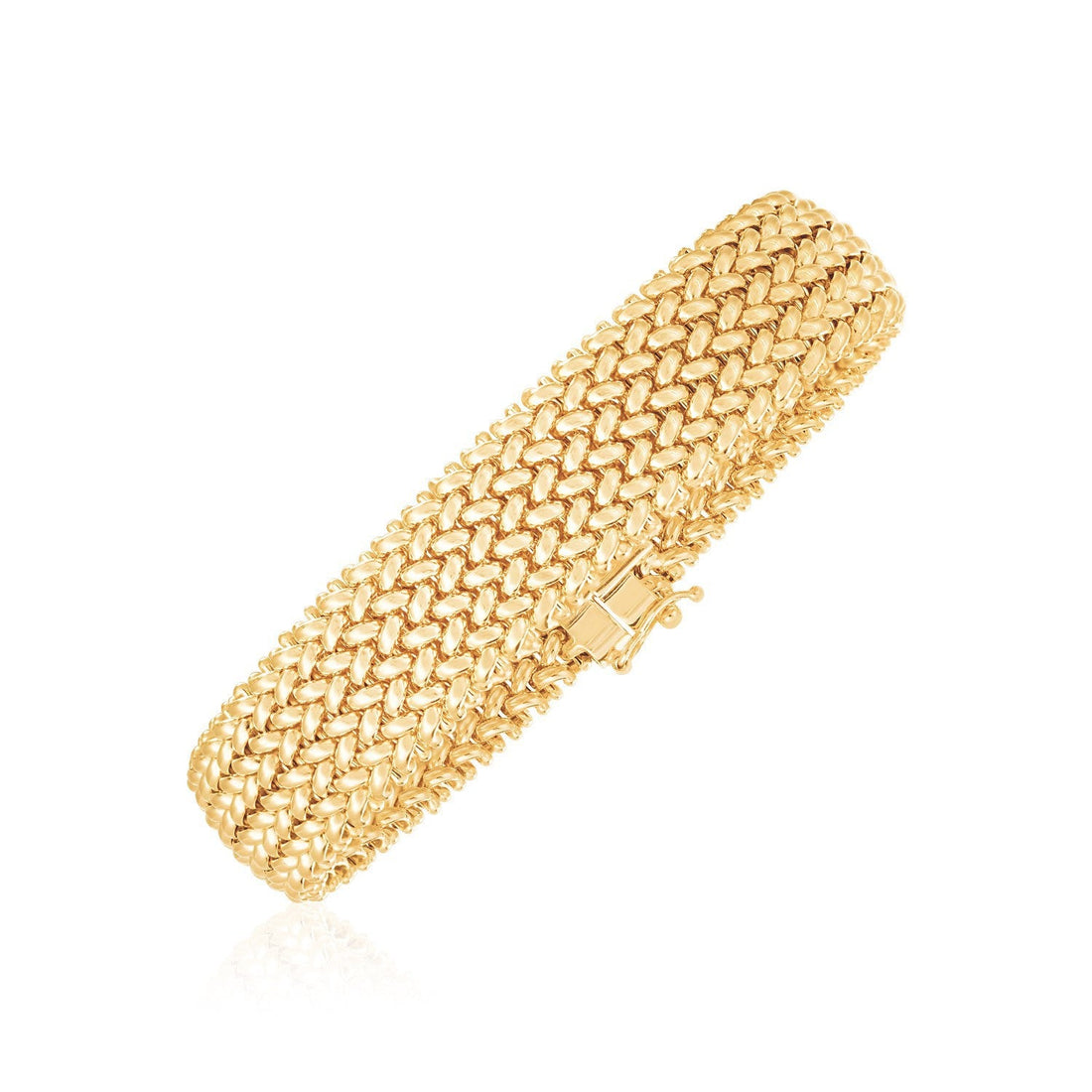 14k Yellow Gold High Polish Thick Braided Bracelet (14.5mm) by Bids.com