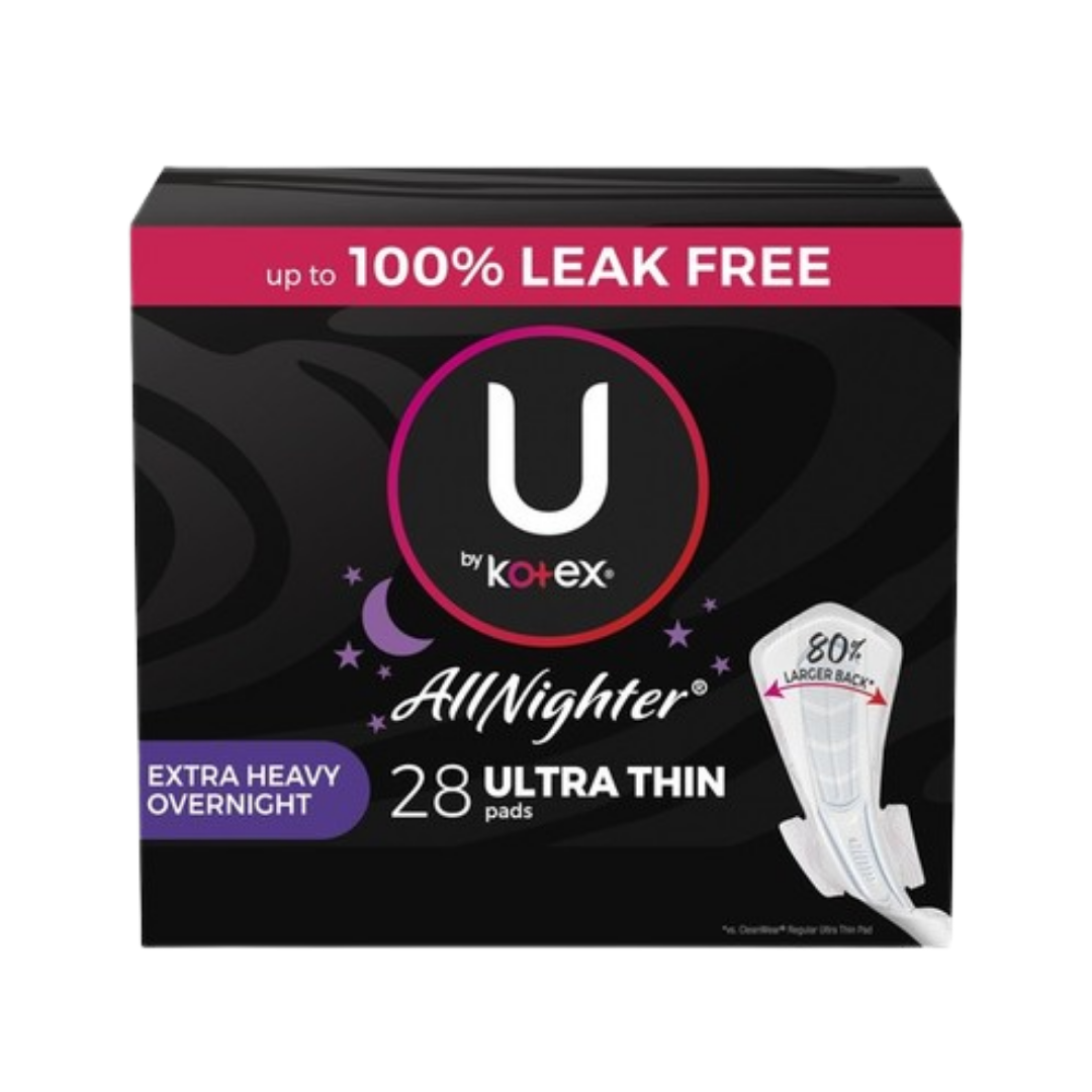 Kotex UltraThin Overnight Pads with Wings (28ct) by Farmacias Savia