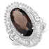 8.12 Carat Genuine Smoky Quartz and White Topaz .925 Sterling Silver Ring by Bids.com