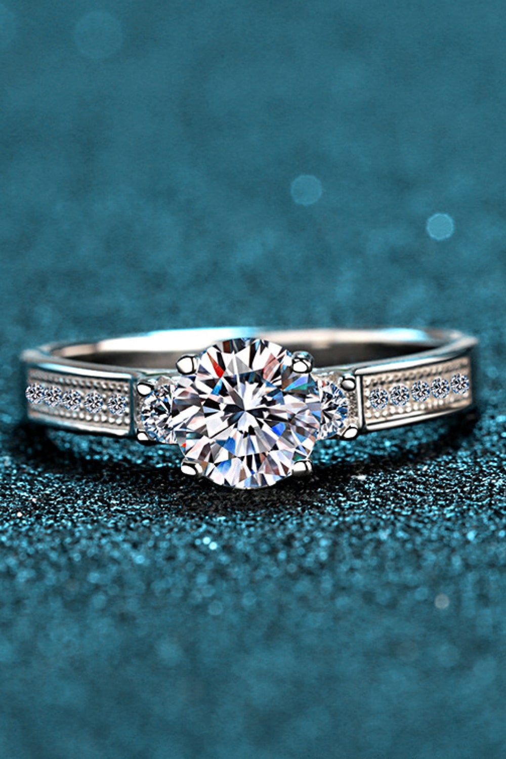 Lucky Charm Brilliant Round Cut Sparkala™ Rhodium-Plated Ring by Sparkala