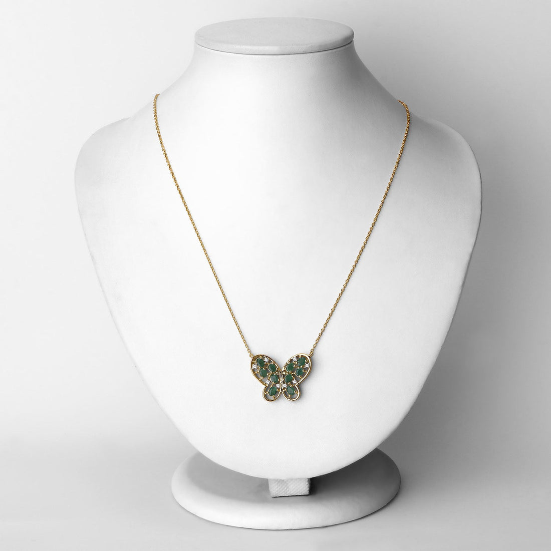 1.56 Carat Genuine Emerald and White Zircon .925 Sterling Silver Necklace by Bids.com