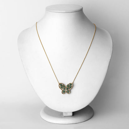 1.56 Carat Genuine Emerald and White Zircon .925 Sterling Silver Necklace by Bids.com