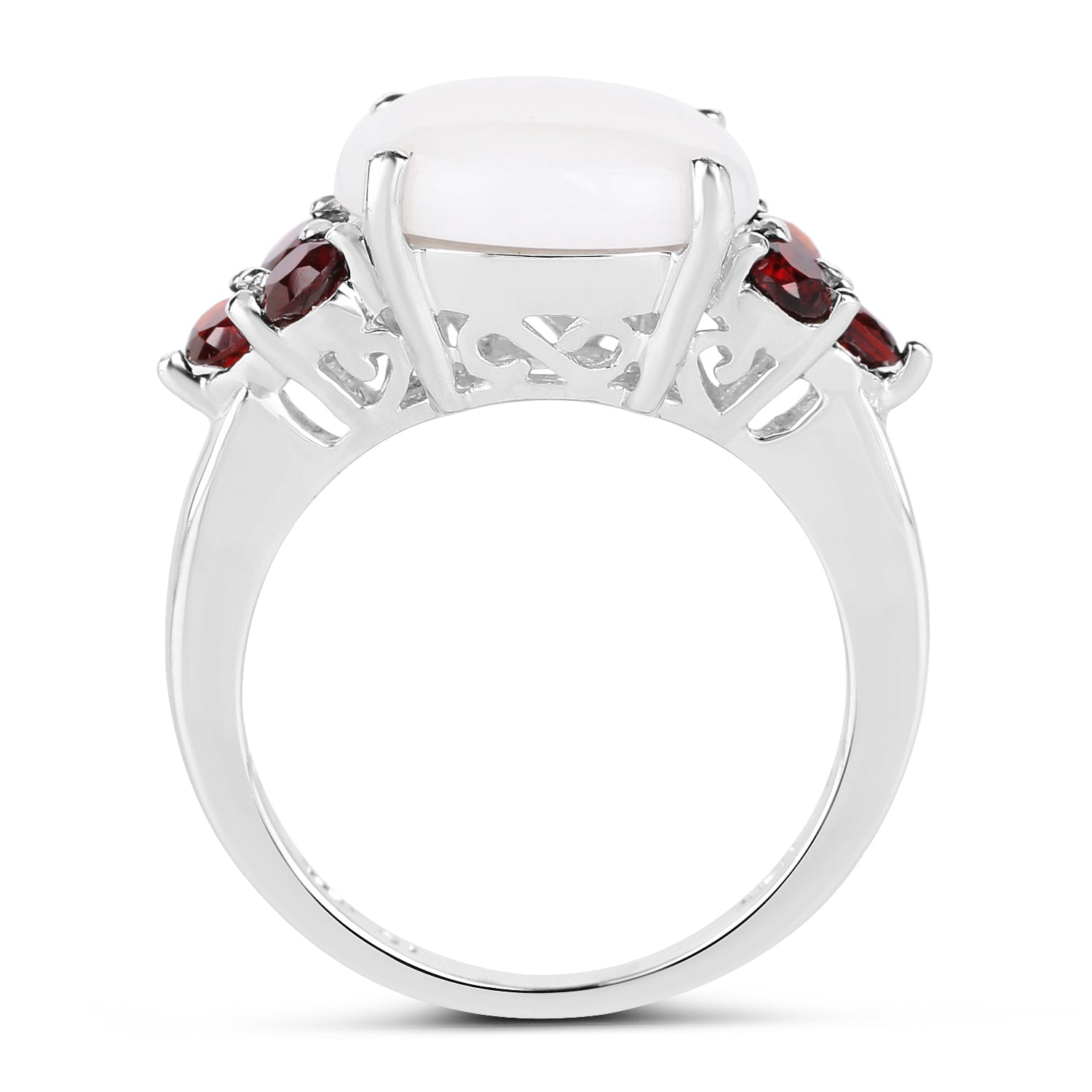 3.58 Carat Genuine Opal &amp; Garnet .925 Sterling Silver Ring  DestGlow