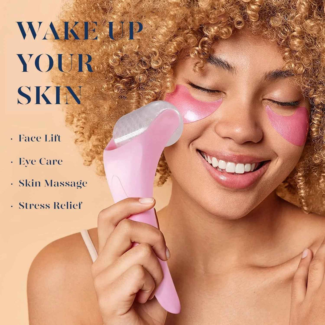 Ice Roller for Face &amp; Gua Sha, Ice Face Roller Massager Cryotherapy Reduces Puffiness, Pink