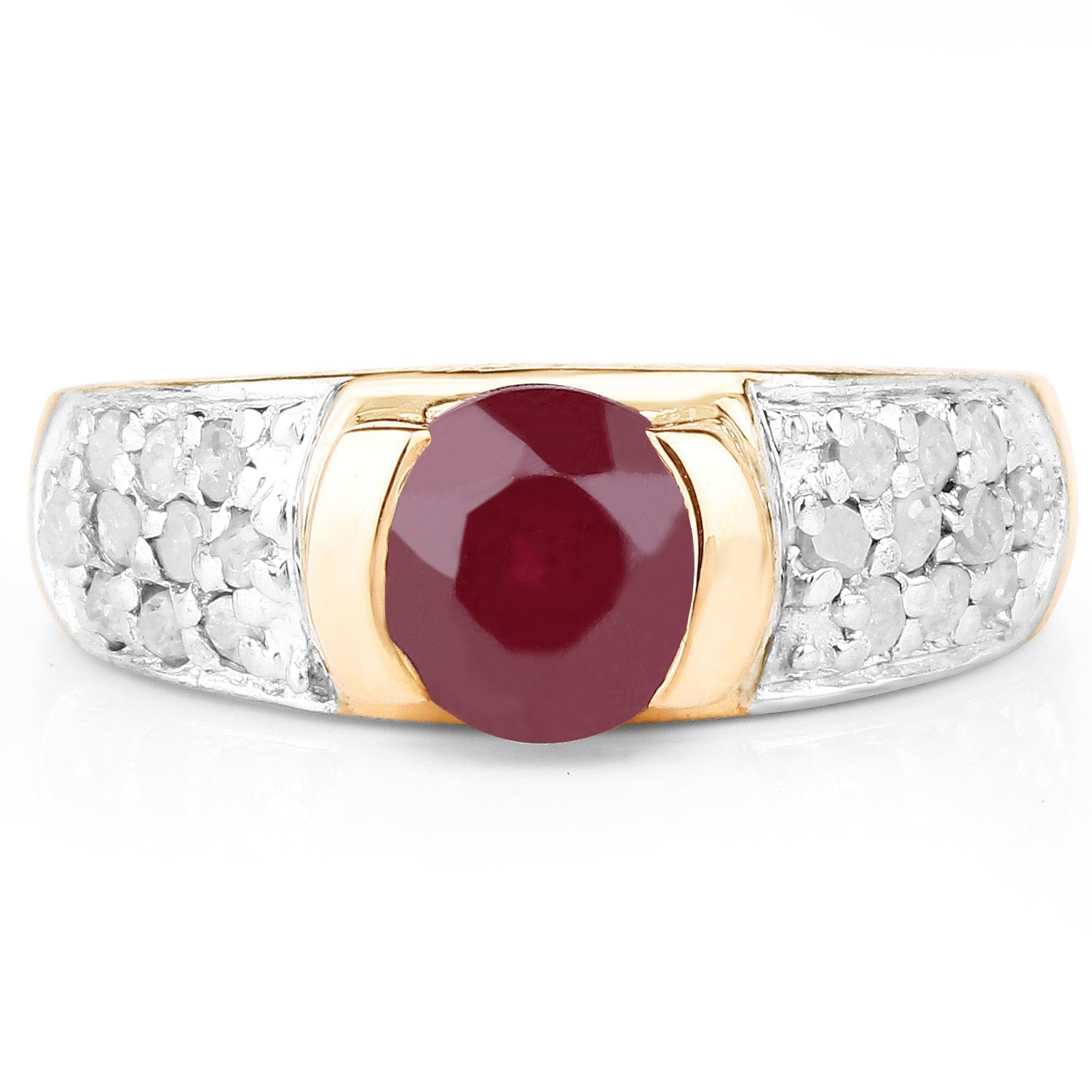 14K Rose Gold Plated 1.95 Carat Genuine Glass Filled Ruby &amp; White Diamond .925 Sterling Silver Ring  DestGlow