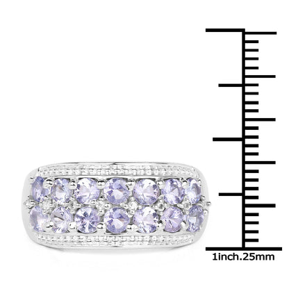 1.44 Carat Genuine Tanzanite &amp; White Topaz .925 Sterling Silver Ring by Bids.com