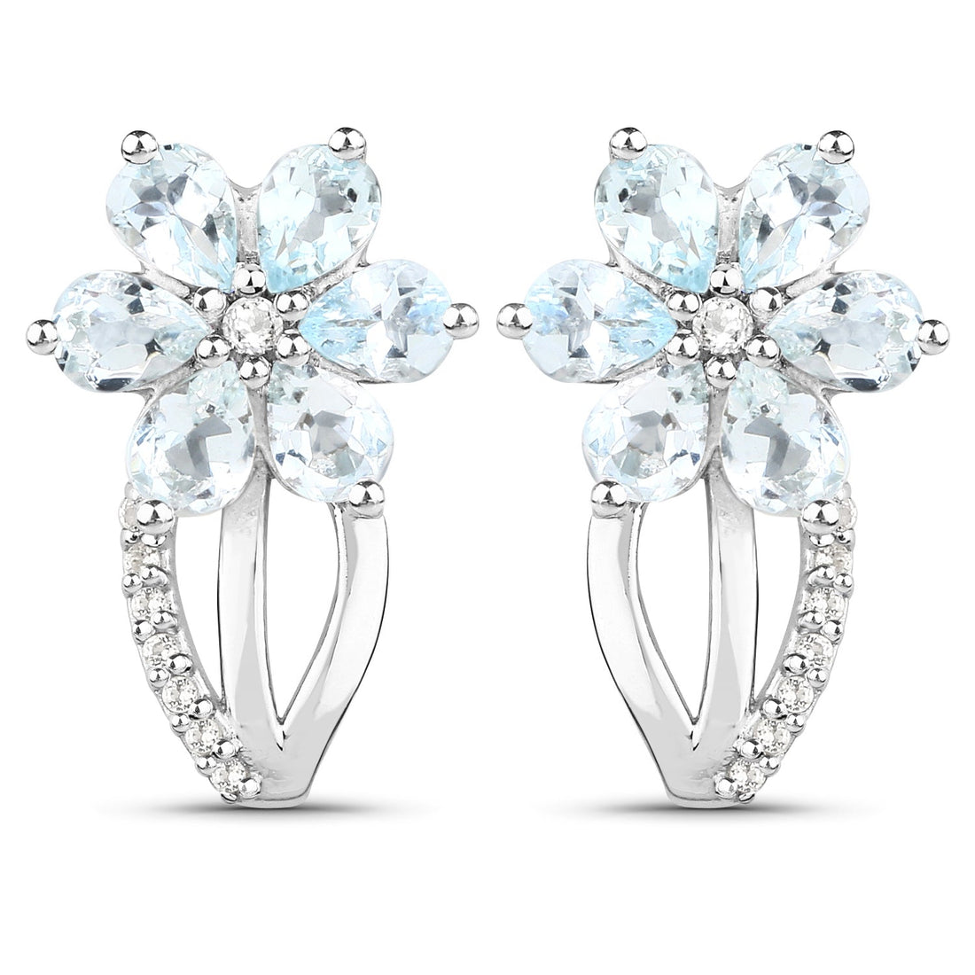 1.54 Carat Genuine Aquamarine and White Topaz .925 Sterling Silver Earrings by Bids.com