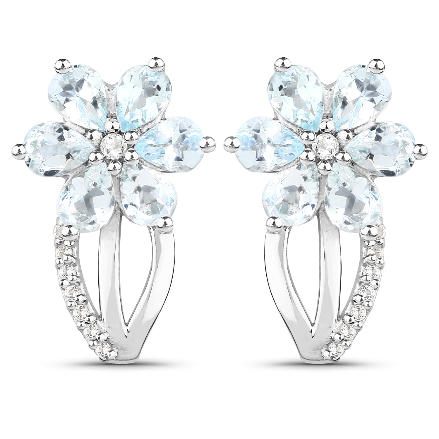 1.54 Carat Genuine Aquamarine and White Topaz .925 Sterling Silver Earrings by Bids.com
