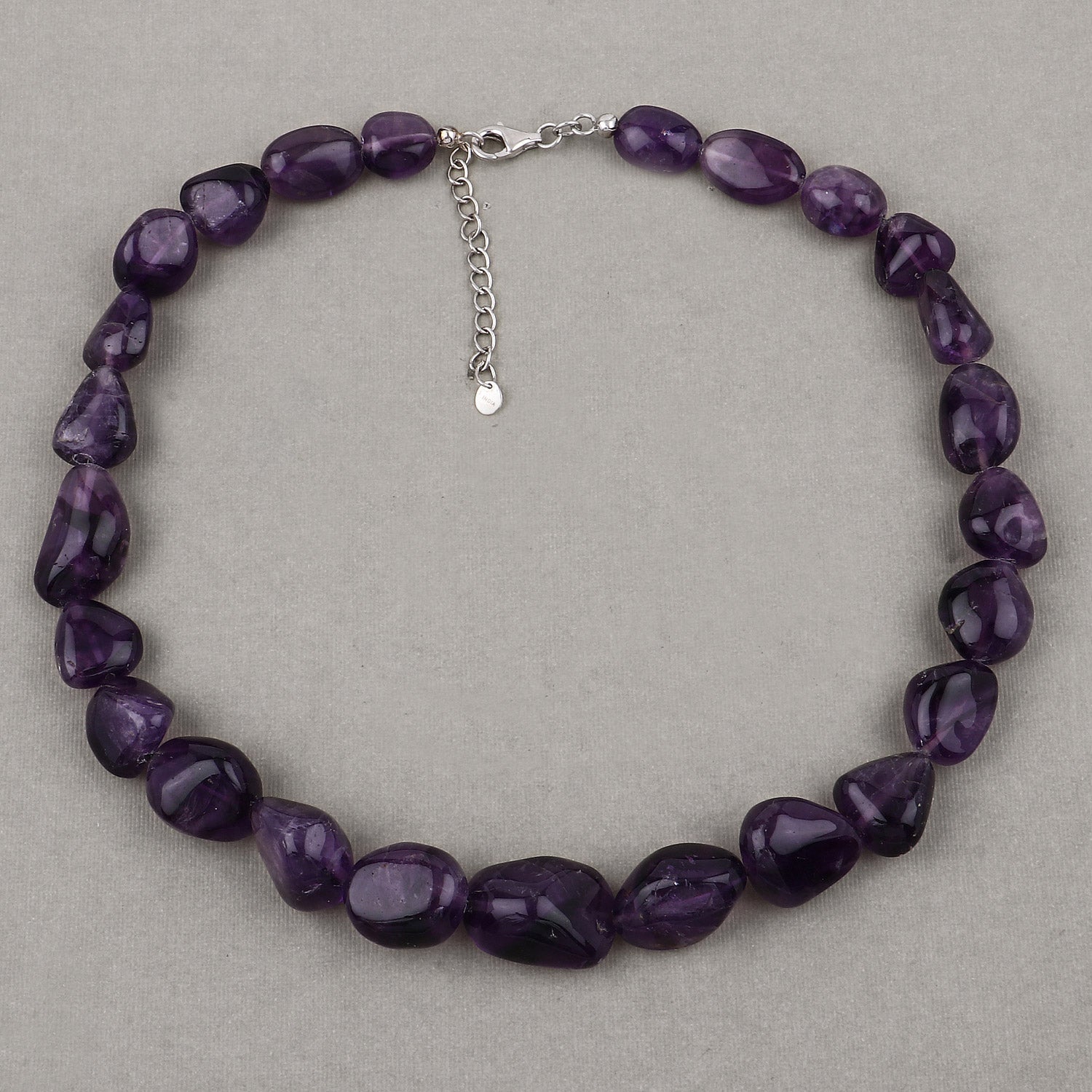 Amethyst Beaded Necklace, Genuine Raw Amethyst Beads Necklace for Women in Sterling Silver, February Birthstone Necklace, Gift for Mom by Bids.com