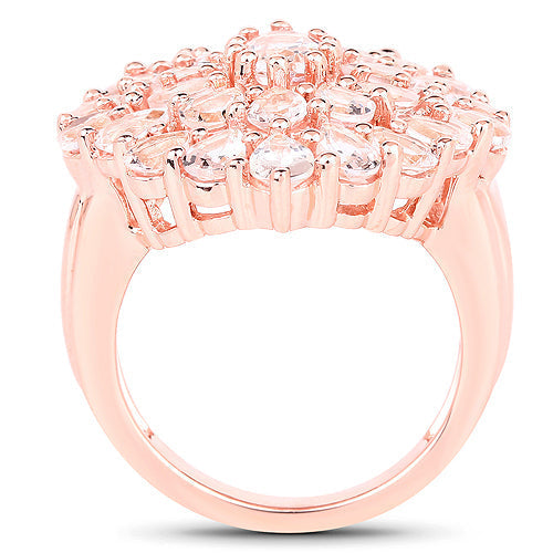 14K Rose Gold Plated 4.55 Carat Genuine Morganite .925 Sterling Silver Ring  DestGlow