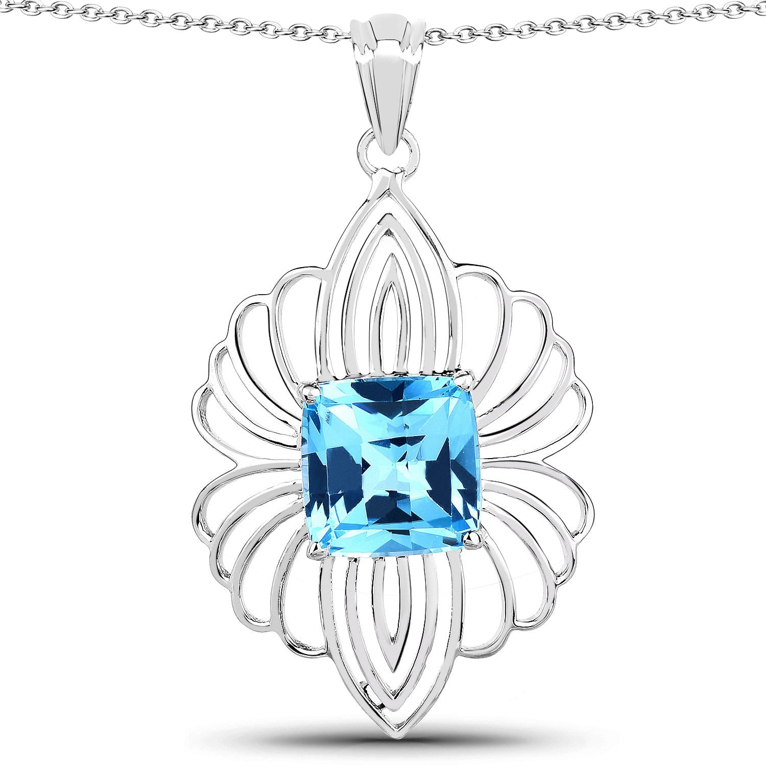 8.18 Carat Genuine Swiss Blue Topaz .925 Sterling Silver Pendant by Bids.com