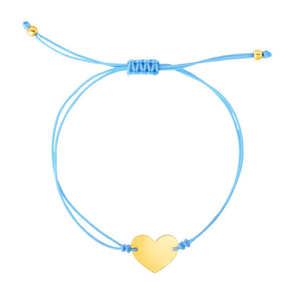 9 1/4 inch Blue Cord Adjustable Bracelet with 14k yellow Gold Heart by Bids.com