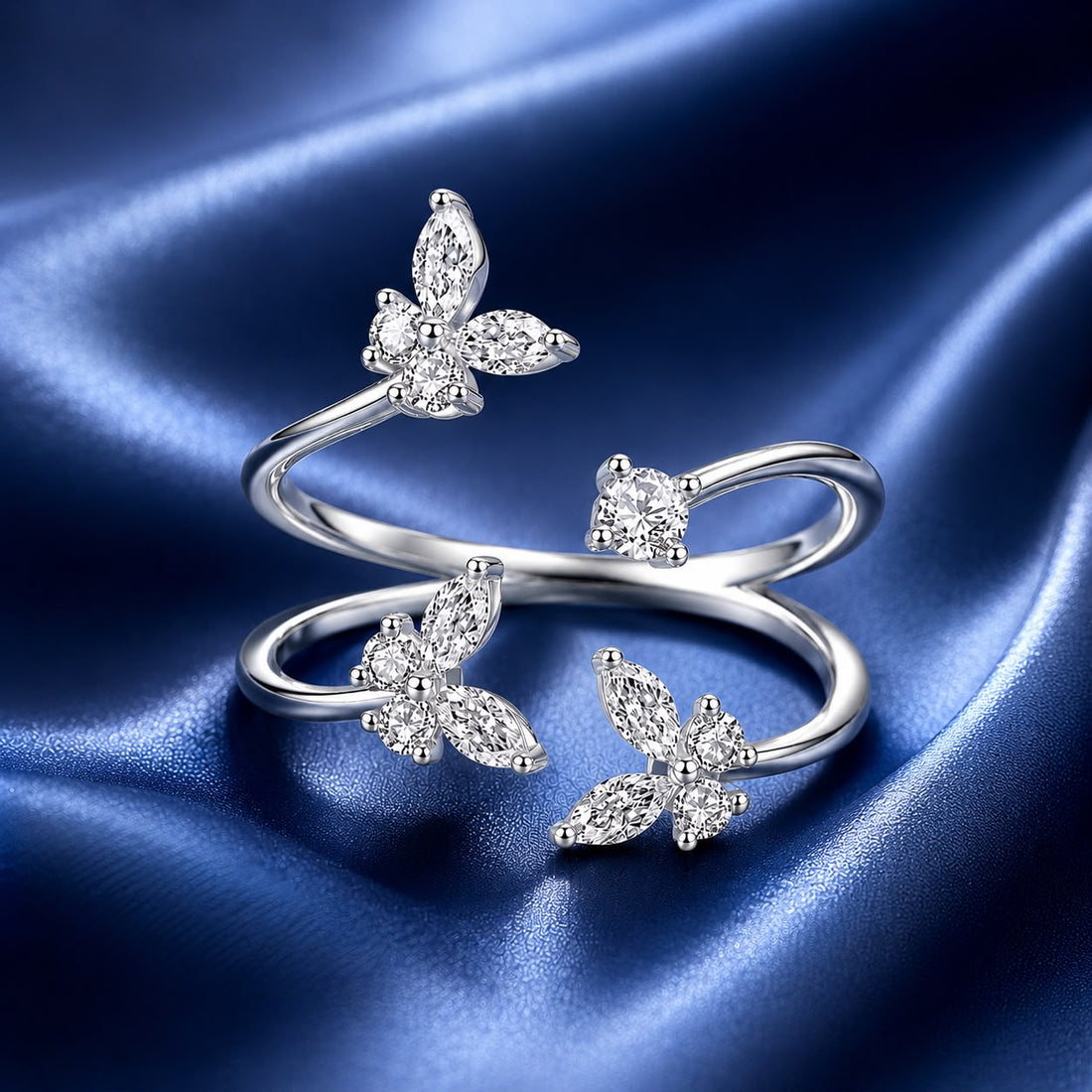 925 Sterling Silver Pavé Setting CZ White Gold Plated Ring 0.18cm for Women  DestGlow