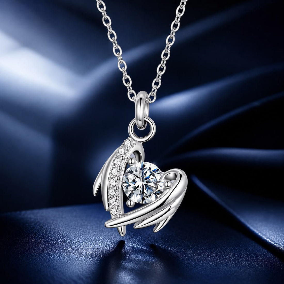 925 Sterling Silver Moissanite White Gold Plated Necklace for Women, Length 40+5cm  DestGlow