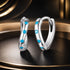 925 Sterling Silver Earrings with Synthetic Turquoise, Oxidized Finish, Size 12*2mm, Women  DestGlow