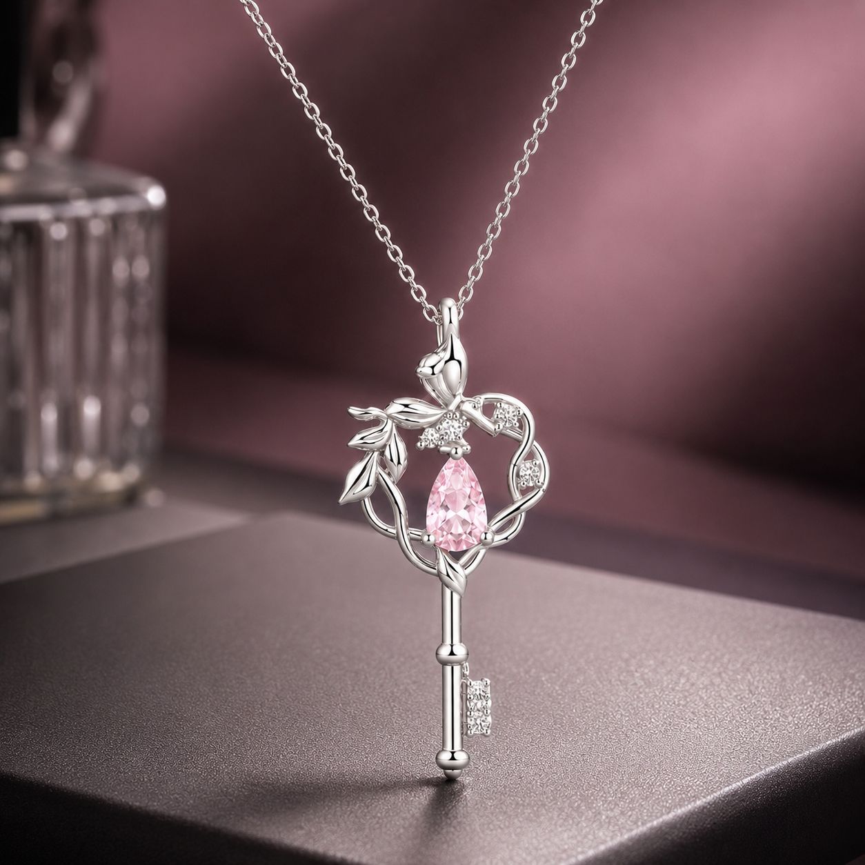 925 Sterling Silver Necklace with CZ in Pavé Setting, 400+50mm Length for Women  DestGlow