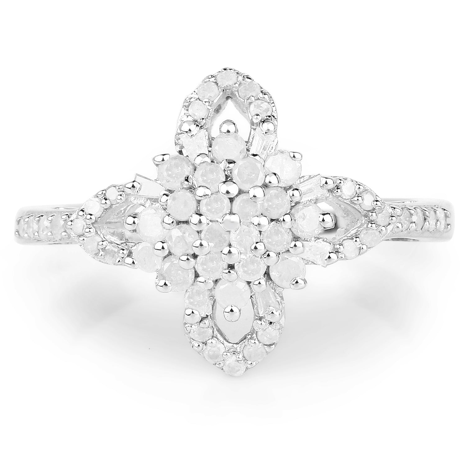 0.55 Carat Genuine White Diamond .925 Sterling Silver Ring by Bids.com