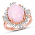 14K Rose Gold Plated 6.42 Carat Genuine Pink Opal and White Topaz .925 Sterling Silver Ring  DestGlow