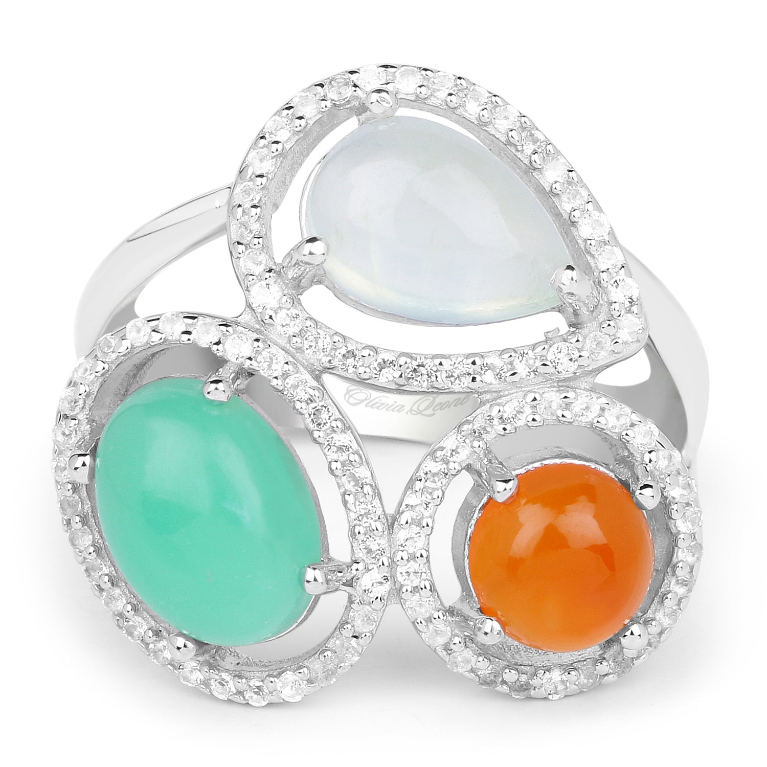 4.82 Carat Genuine Multi Stone .925 Sterling Silver Ring by Bids.com