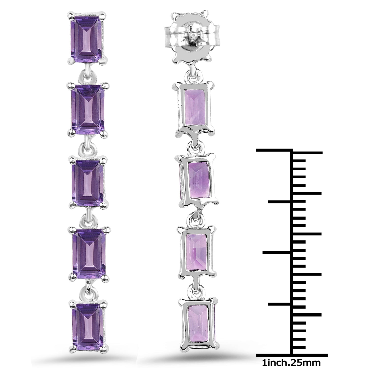 5.50 Carat Genuine Amethyst .925 Sterling Silver Earrings  DestGlow