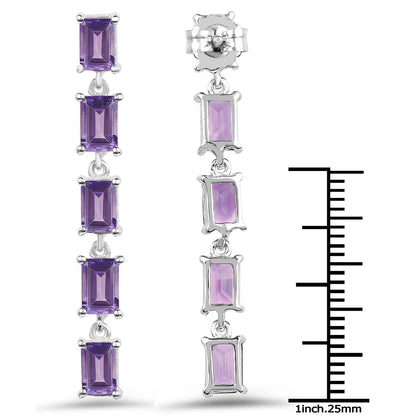 5.50 Carat Genuine Amethyst .925 Sterling Silver Earrings  DestGlow