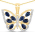 1.67 Carat Genuine Blue Sapphire and White Zircon .925 Sterling Silver Pendant  DestGlow