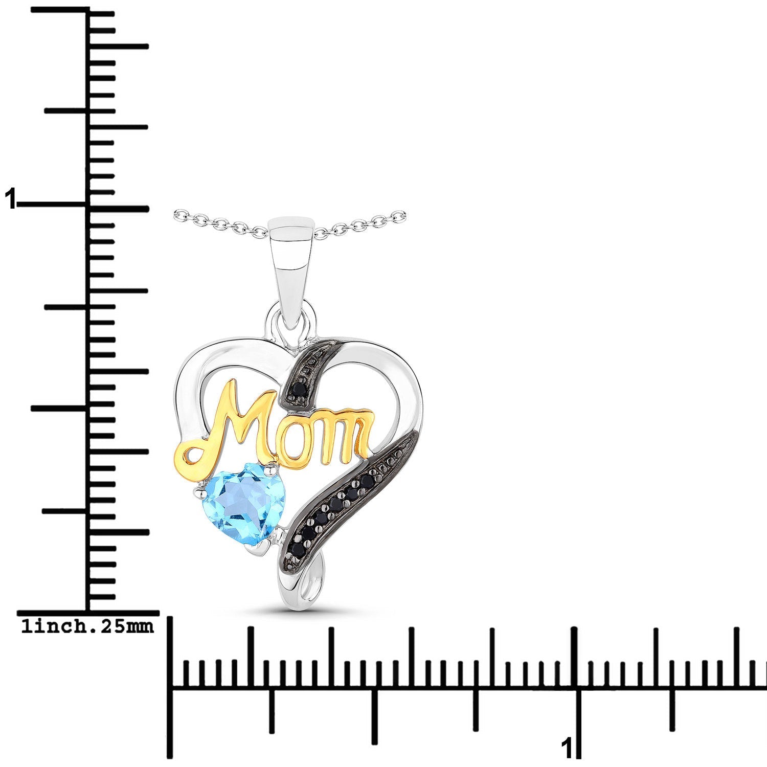 0.57 Carat Genuine Swiss Blue Topaz and Black Spinel .925 Sterling Silver Pendant by Bids.com