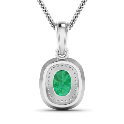 1.50 Carat Genuine Zambian Emerald and White Diamond 14K White Gold Pendant by Bids.com