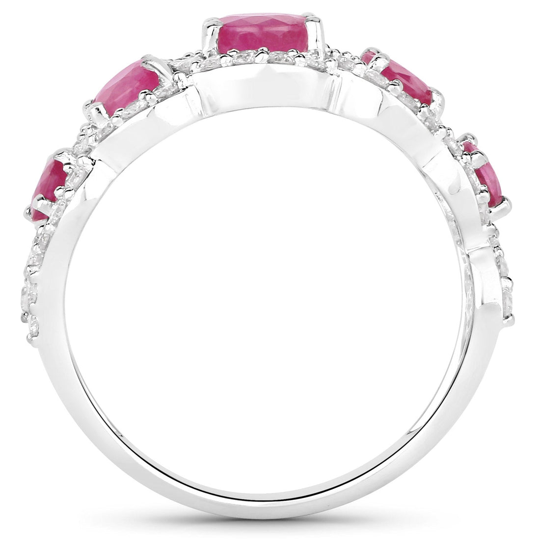 1.99 Carat Genuine Ruby and White Diamond 14K White Gold Ring by Bids.com