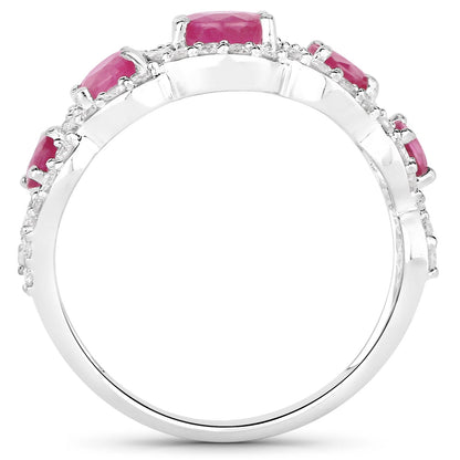 1.99 Carat Genuine Ruby and White Diamond 14K White Gold Ring by Bids.com