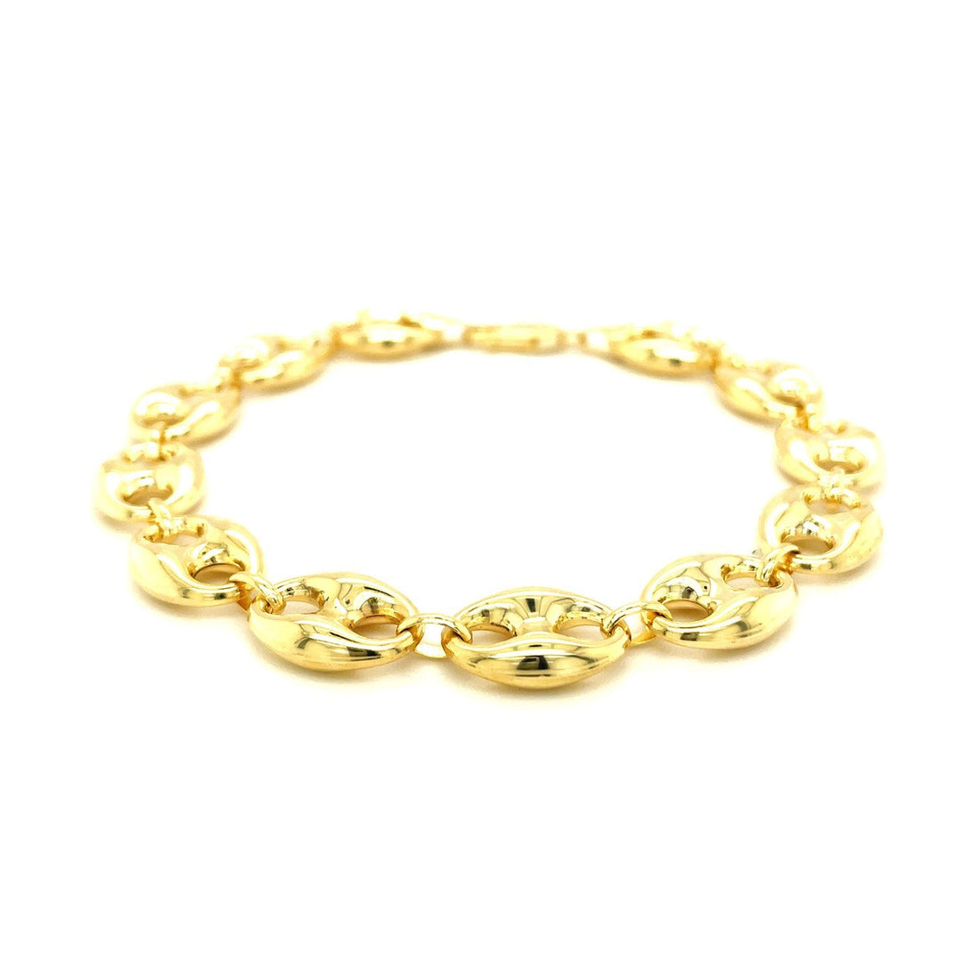 11.0mm 14k Yellow Gold Puffed Mariner Link Bracelet by Bids.com